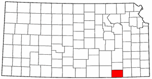 Kansas Map showing Chautauqua County