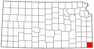 Kansas Map showing Cherokee County