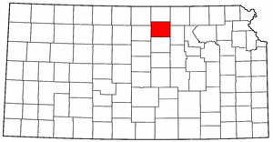 Kansas Map showing Cloud County