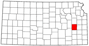 Kansas Map showing Coffey County