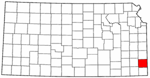 Kansas Map showing Crawford County