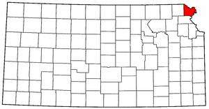 Kansas Map showing Doniphan County