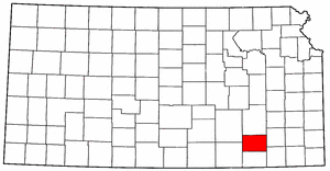 Kansas Map showing Elk County