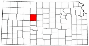 Kansas Map showing Ellis County