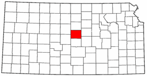 Kansas Map showing Ellsworth County