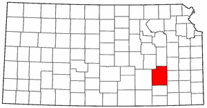 Kansas Map showing Greenwood County