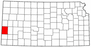 Kansas Map showing Hamilton County