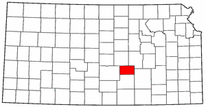 Kansas Map showing Harvey County