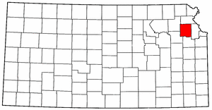 Kansas Map showing Jefferson County