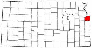 Kansas Map showing Johnson County