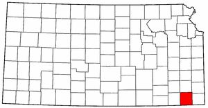 Kansas Map showing Labette County