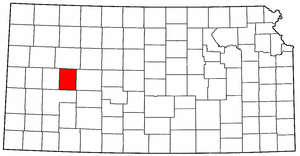 Kansas Map showing Lane County