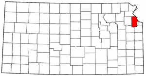Kansas Map showing Leavenworth County