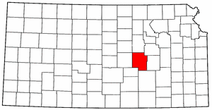 Kansas Map showing Marion County