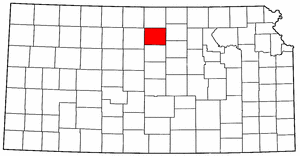 Kansas Map showing Mitchell County