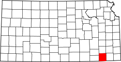 Kansas Map showing Montgomery County