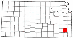 Kansas Map showing Neosho County