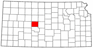 Kansas Map showing Rush County