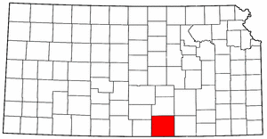 Kansas Map showing Sumner County