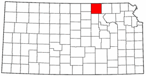 Kansas Map showing Washington County