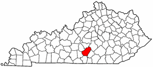 Kentucky Map showing Adair County