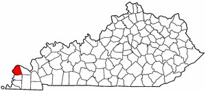 Kentucky Map showing Ballard County