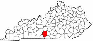 Kentucky Map showing Barren County