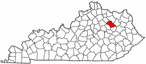 Kentucky Map showing Bath County