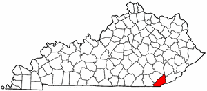 Kentucky Map showing Bell County