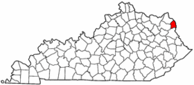 Kentucky Map showing Boyd County