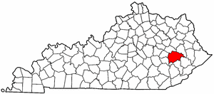 Kentucky Map showing Breathitt County