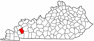 Kentucky Map showing Caldwell County