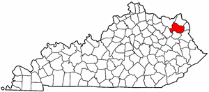 Kentucky Map showing Carter County