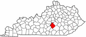 Kentucky Map showing Casey County