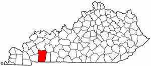 Kentucky Map showing Christian County