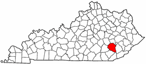 Kentucky Map showing Clay County