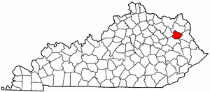 Kentucky Map showing Elliott County