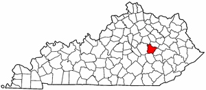Kentucky Map showing Estill County