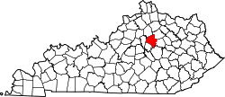 Kentucky Map showing Fayette County