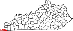 Kentucky Map showing Fulton County