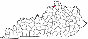 Kentucky Map showing Gallatin County