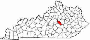 Kentucky Map showing Garrard County