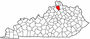 Kentucky Map showing Grant County
