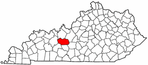 Kentucky Map showing Grayson County