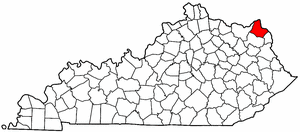 Kentucky Map showing Greenup County