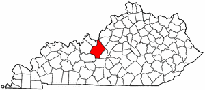 Kentucky Map showing Hardin County