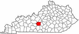 Kentucky Map showing Hart County