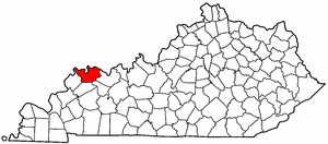 Kentucky Map showing Henderson County
