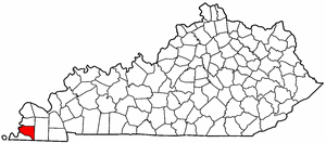 Kentucky Map showing Hickman County