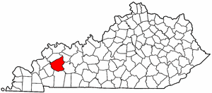 Kentucky Map showing Hopkins County